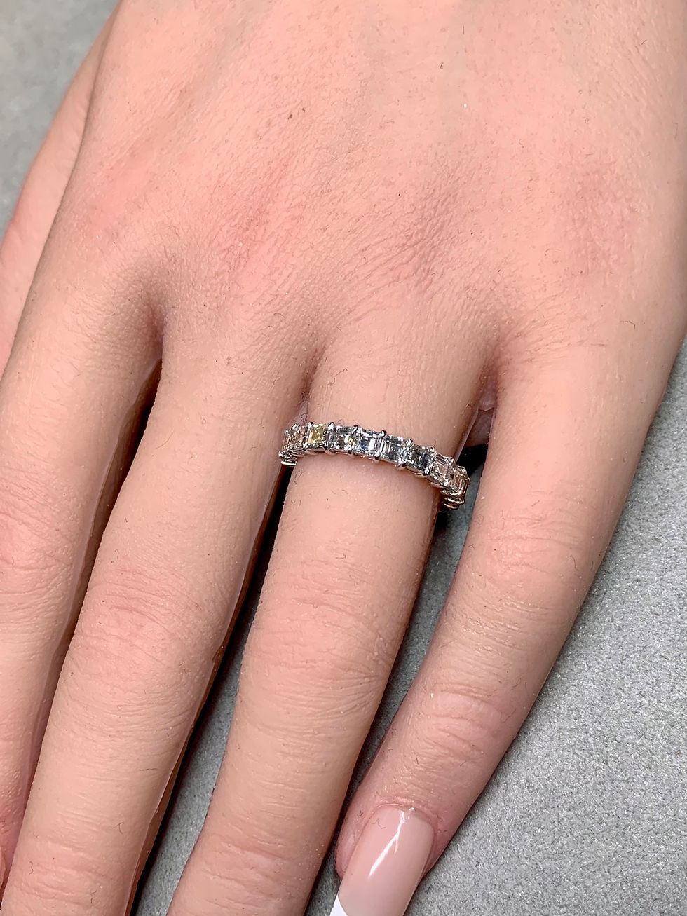 Thumbnail: Estate Platinum Carré Cut Square Diamond Eternity Band 3.78ctw F VS1 Sz 6.25