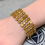 Thumbnail: Vintage 18K Yellow Gold Wide Multirow Square Citrine Wrap Bracelet 7” 45ctw 