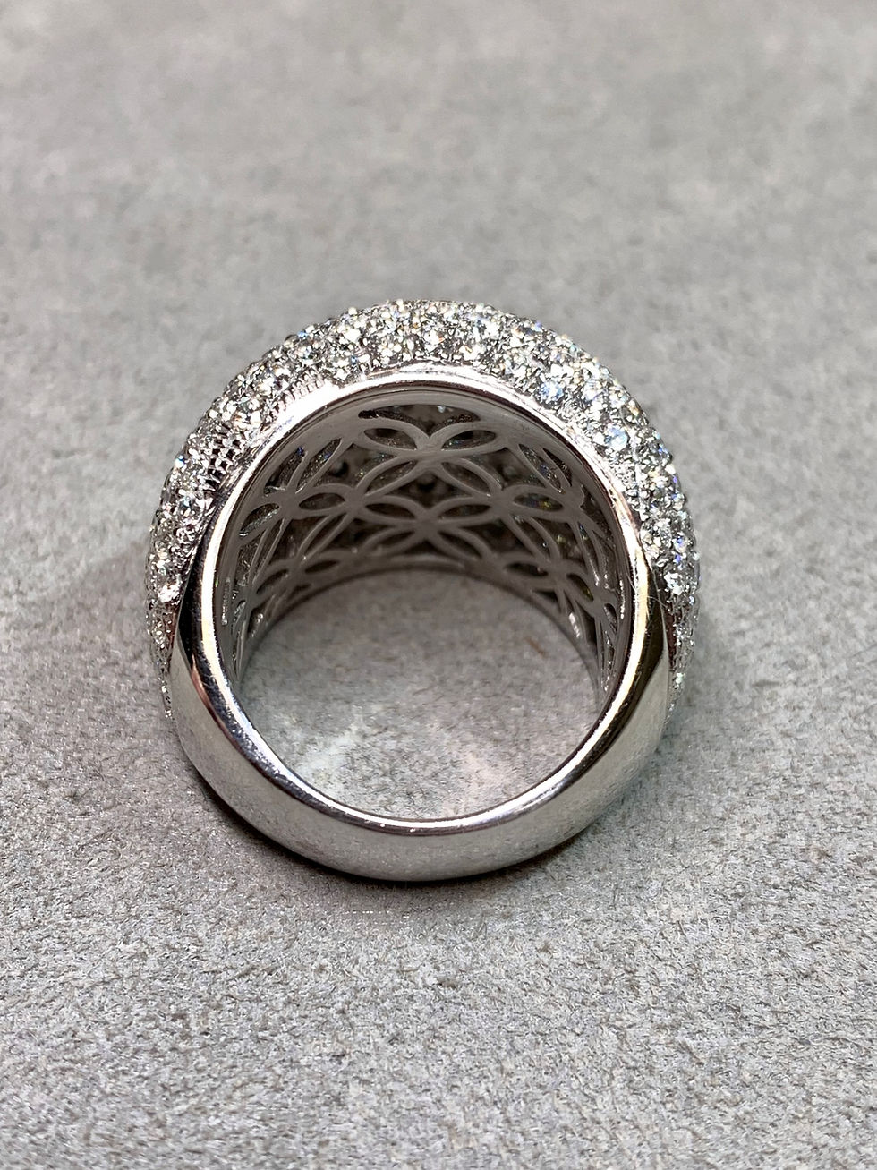 Thumbnail: Estate French 18K Pave Diamond Dome Cocktail Ring 7.50cttw G Vs Size 7
