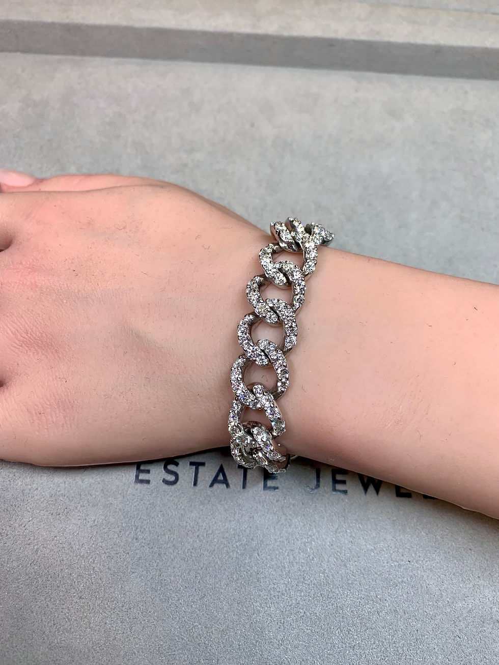 Thumbnail: Estate WEMPE 14.83ct G VVs Diamond Curb Link Bracelet 18K White Gold w/Paperwork