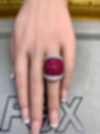 Thumbnail: Estate 18K Invisible Set Ruby Pavé Diamond Wide Dome Cocktail Ring 10.80ctw