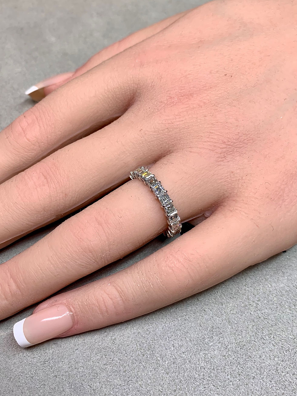 Thumbnail: Estate Platinum Carré Cut Square Diamond Eternity Band 3.78ctw F VS1 Sz 6.25