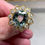 Thumbnail: Estate 18K Yellow Gold Oval Aquamarine Diamond Floral Cocktail Ring 11.65ctw