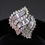 Thumbnail: Estate Platinum Baguette Round Diamond Wave Cluster Heavy Cocktail Ring 5ctw