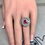 Thumbnail: Estate Platinum Burmese Ruby Diamond Spiral Ballerina Cocktail Ring GIA