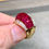 Thumbnail: Estate Invisible Set Vivid Red Ruby Diamond 18K Bombé Cocktail Ring NUMBERED