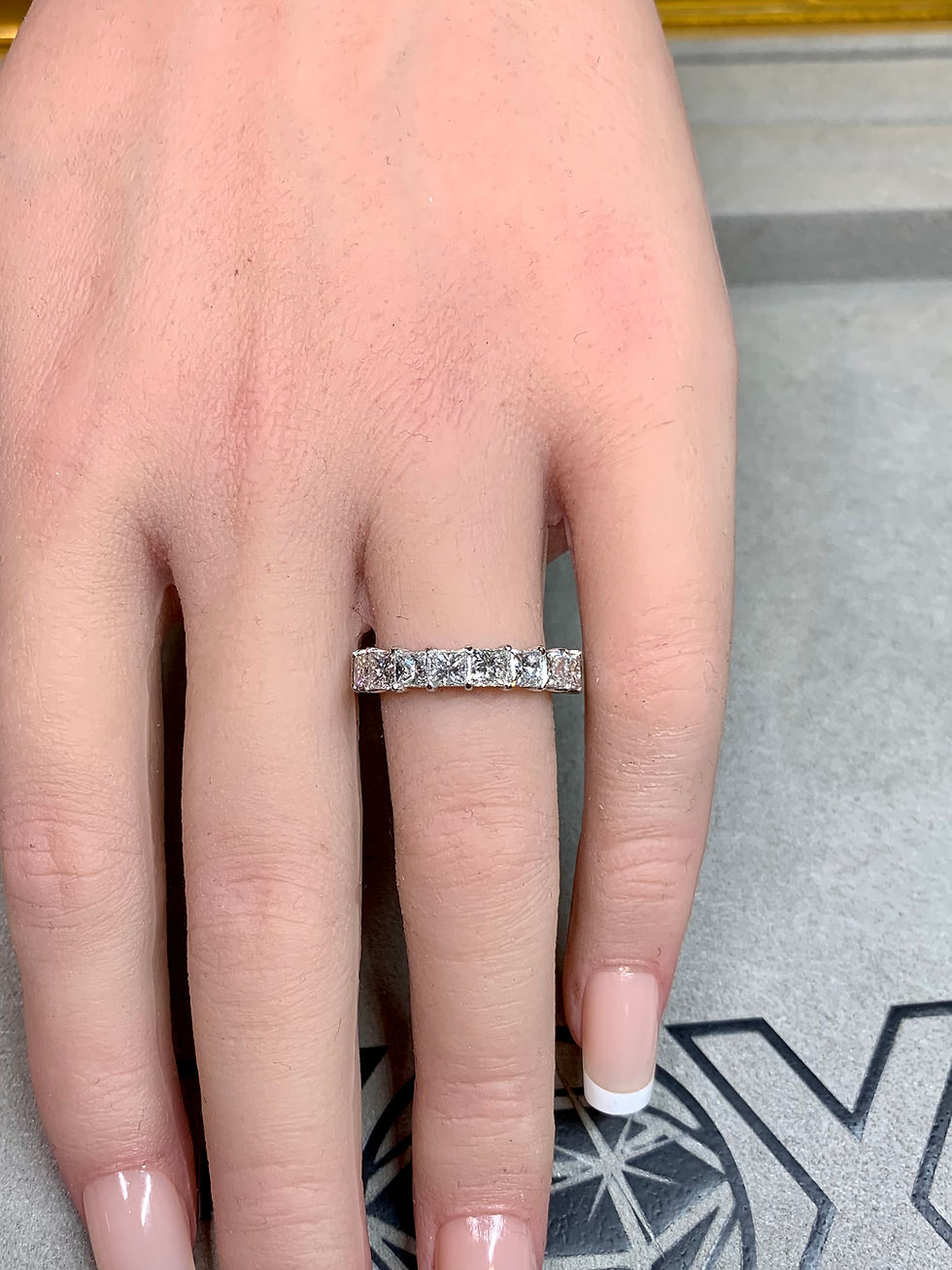 Thumbnail: Estate Platinum Princes Diamond Shared Prong Eternity Band 4.4mm Sz 7  5.70ctw