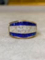 Thumbnail: Bez Ambar 18K Quadrillion Diamond Vivid Blue Sapphire Illusion Set Cocktail Ring