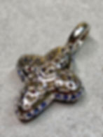 Thumbnail: Estate 18K White Gold Diamond Sapphire Ruby Puffed Cross Pendant 5.30ctw