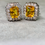 Thumbnail: Estate 18K White Gold Diamond Citrine Omega Back Huggie Earrings 3.96ctw