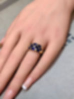Thumbnail: Estate 18K Yellow Gold Square Baguette Diamond & Oval Saphire Cigar Band Ring