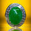 Thumbnail: Estate Platinum “A” Jade Cabochon Baguette Diamond Cocktail Ring 15.45ctw Sz 7