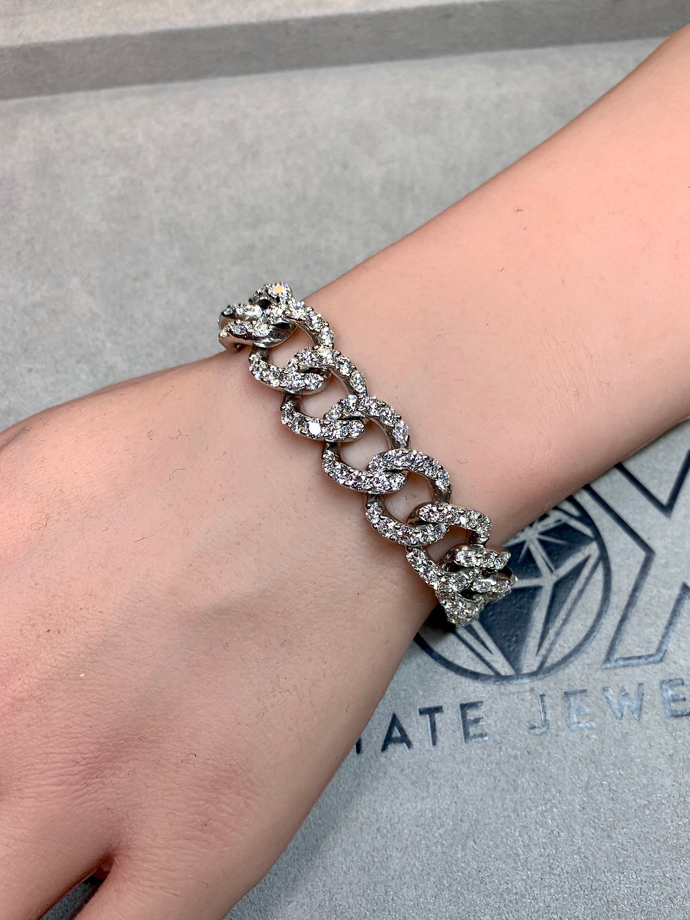 Thumbnail: Estate WEMPE 14.83ct G VVs Diamond Curb Link Bracelet 18K White Gold w/Paperwork