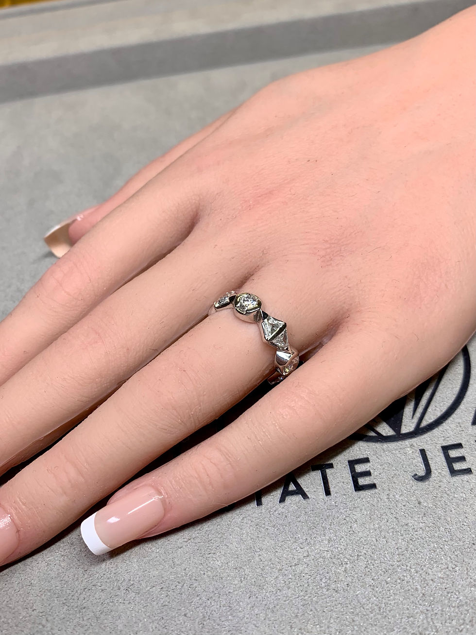 Thumbnail: Estate Trilliant & Round Diamond Platinum Eternity Band 3ctw 6mm Sz. 6.5