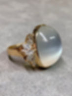 Thumbnail: Vintage 1960’s 14K Large Cabochon Moonstone Marquise Diamond Cocktail Ring