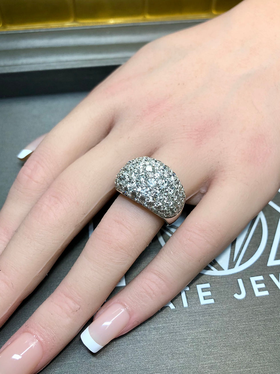 Thumbnail: Estate GREGG RUTH 18K White Gold Pave Diamond Dome Cocktail Ring 5.56ct