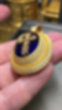 Thumbnail: Antique Victorian Etruscan 18K Guilloche Enamel Mine Diamond Cross Pendant