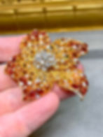 Thumbnail: Estate 18K Fancy Rose Cut Diamond & Sapphire Large Floral Brooch 39ctw