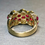 Thumbnail: Estate 18K Yellow Gold Cabochon Ruby Baguette Diamond Cocktail Band Ring 5.44ctw
