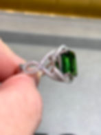 Thumbnail: Estate 18K Diamond Green Tourmaline Scrolling Bypass Cocktail Ring 8ctw