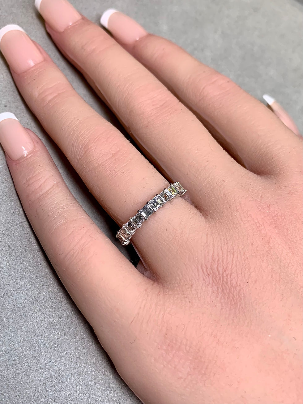 Thumbnail: Estate Platinum Carré Cut Square Diamond Eternity Band 3.78ctw F VS1 Sz 6.25