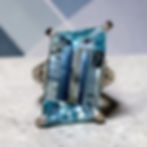 Thumbnail: Estate Platinum Fancy Aquamarine Baguette & Diamond Cocktail Ring 10ct +