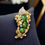 Thumbnail: Vintage 1960’s 18K Platinum Diamond Enamel Leaf Brooch
