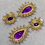 Thumbnail: Vintage 14K Yellow Gold Pear Amethyst Diamond Drop Omega Back Earrings 22.56ctw