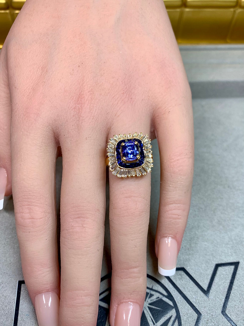 Thumbnail: Estate 18K Diamond Tanzanite Sapphire Ballerina Cocktail Ring 5.10ctw F Vs14200