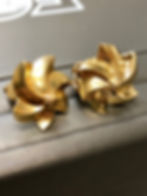 Thumbnail: Vintage 14K RAYMOND YARD Star Huggie Lever Back Earrings 