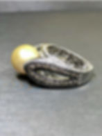 Thumbnail: Estate 18K Golden South Sea Pearl Baguette Round Diamond Cocktail Ring 3ctw 