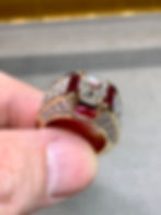 Thumbnail: Bez Ambar 18K 2.41ct GIA Asscher Quadrillion Diamond Vivid Ruby Ring 8.91ctw 