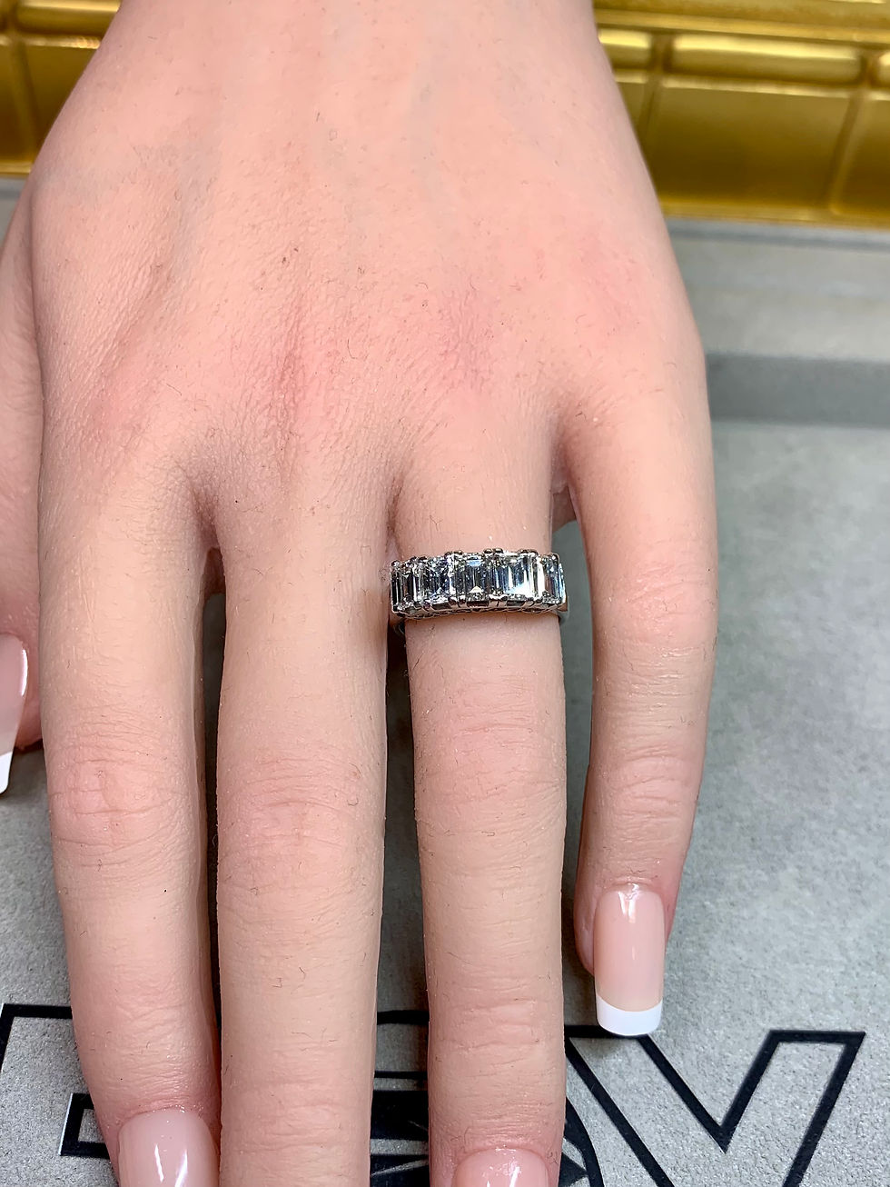 Thumbnail: Estate Platinum 5 Stone Baguette Diamond Anniversary  Band Ring 2.50ctw         