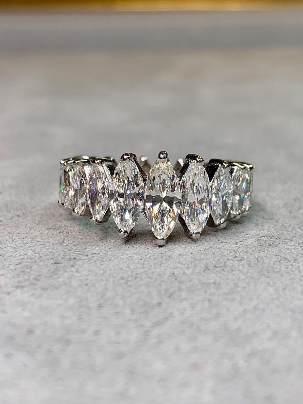 Thumbnail: Vintage 1950’s Platinum Marquise Diamond Graduated Eternity Band Ring 5ctw