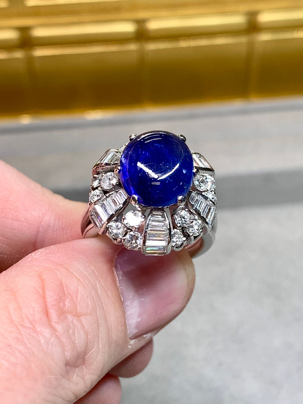 Thumbnail: 1950’s Untreated 7.41ct Burmese Sapphire & Diamond Platinum Cocktail Ring GIA