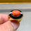 Thumbnail: Vintage Italian 18K Yellow Gold Coral Cabochon Onyx Diamond Cocktail Ring Sz 6.5