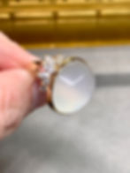Thumbnail: Vintage 1960’s 14K Large Cabochon Moonstone Marquise Diamond Cocktail Ring