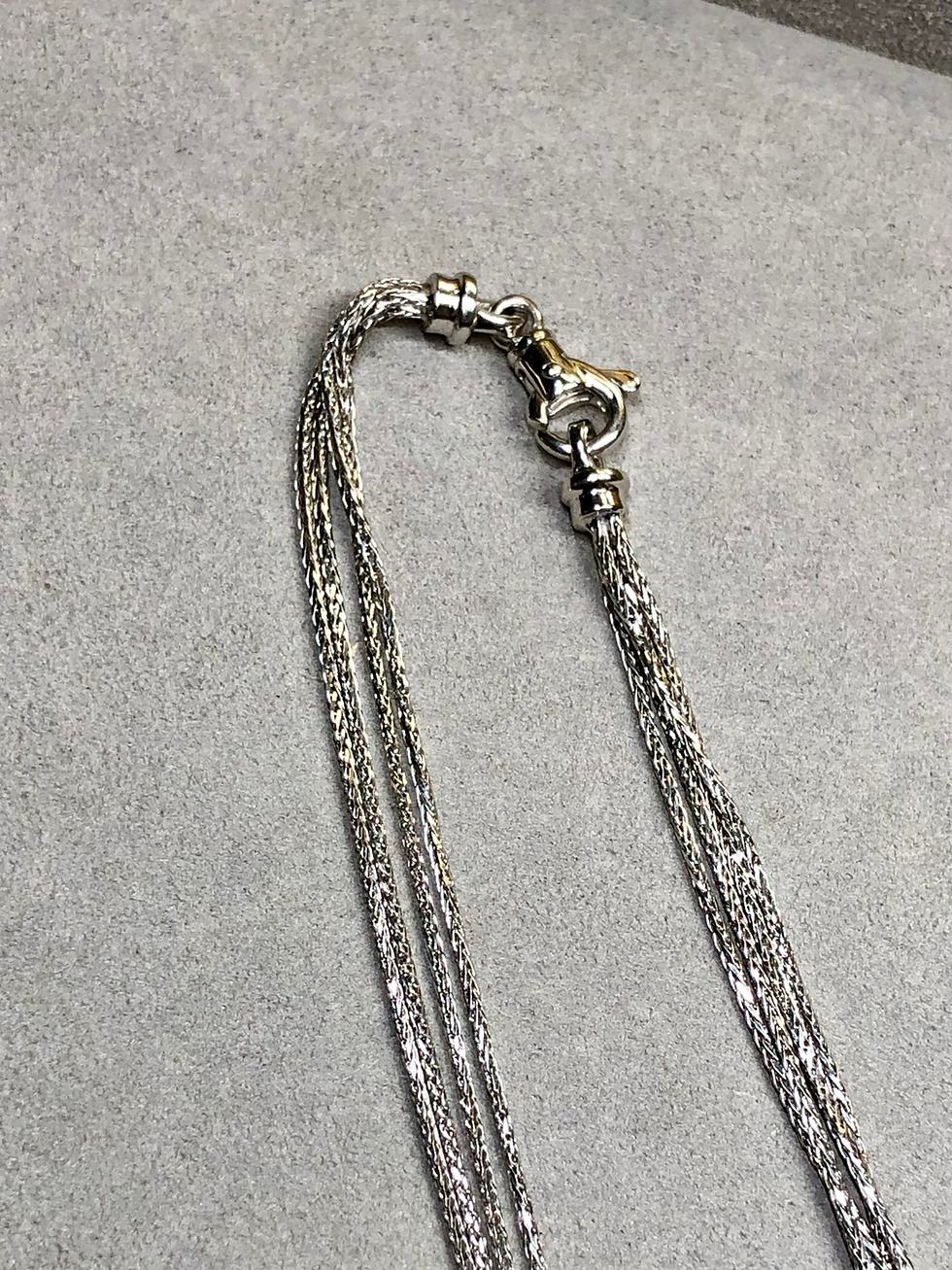 Thumbnail: Estate 18K White Gold Pavé Diamond Triple Oval Contemporary Drop Necklace 4.35ct