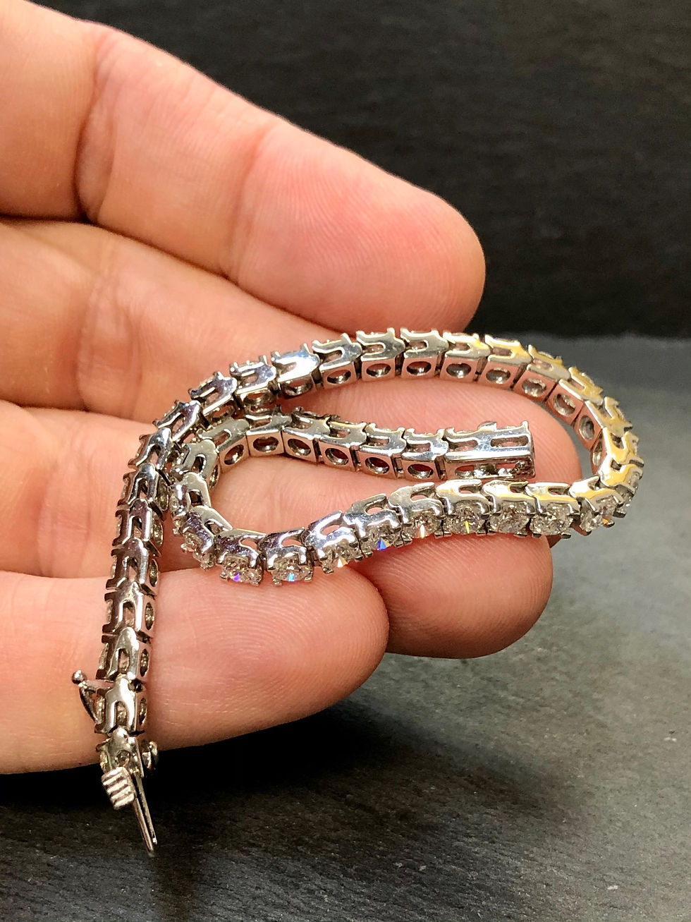 Thumbnail: 14K White Gold Diamond Tennis Bracelet 7.15cttw