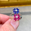 Thumbnail: Contemporary 18K Invisibly Set Ruby Sapphire Double Flower Diamond Ring Sz 6.75