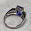 Thumbnail: Estate Platinum Emerald Cut Tanzanite Baguette Diamond 3 Stone Ring  Sz 7.5