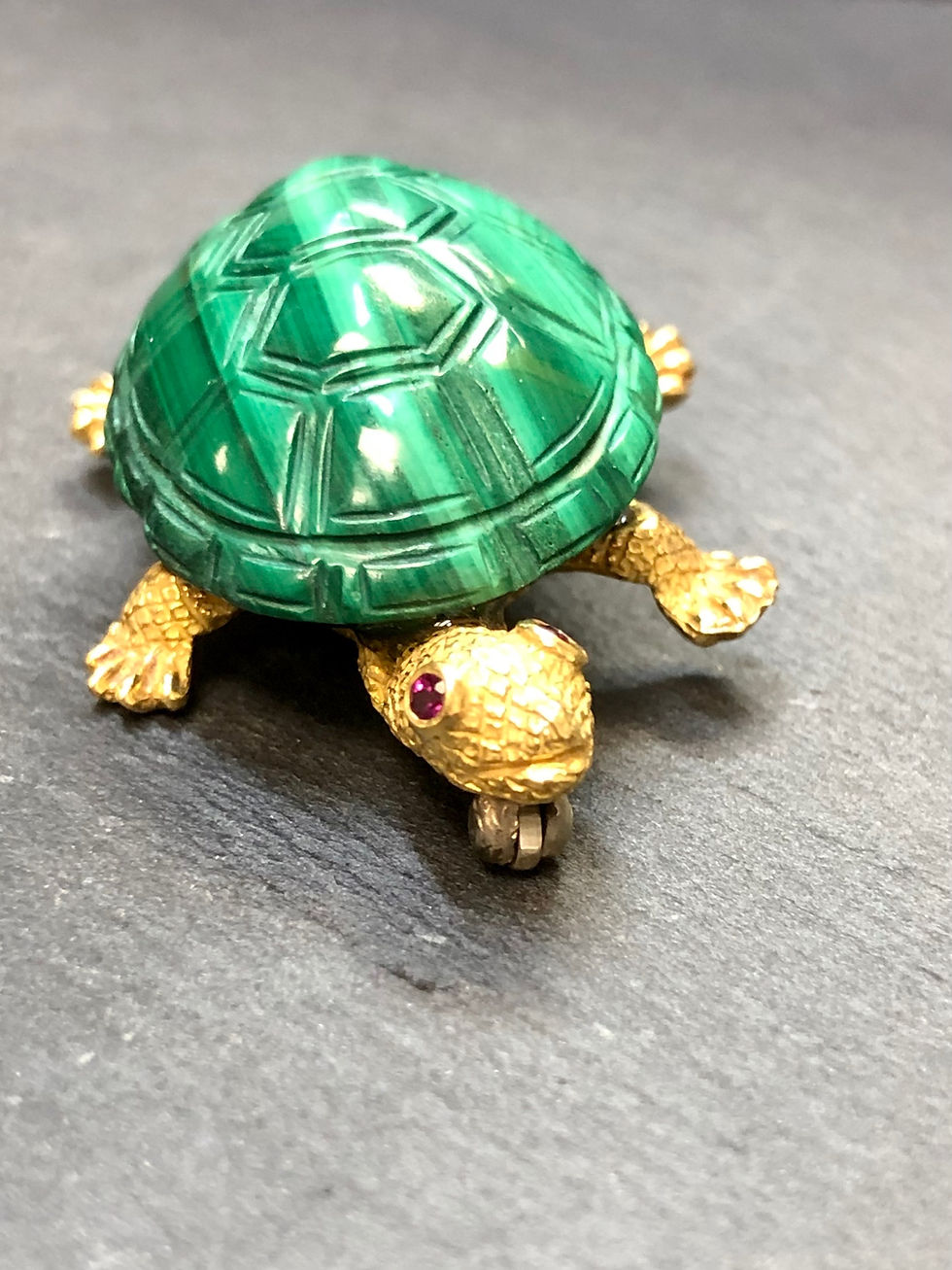 Thumbnail: 18K Malachite Ruby Turtle Pin