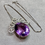 Thumbnail: Contemporary 18K White Gold Large Amethyst Diamond Swirl Pendant Necklace 18”