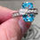 Thumbnail: Estate Contemporary 18K White Gold Aquamarine Diamond Sculptural Cocktail Ring