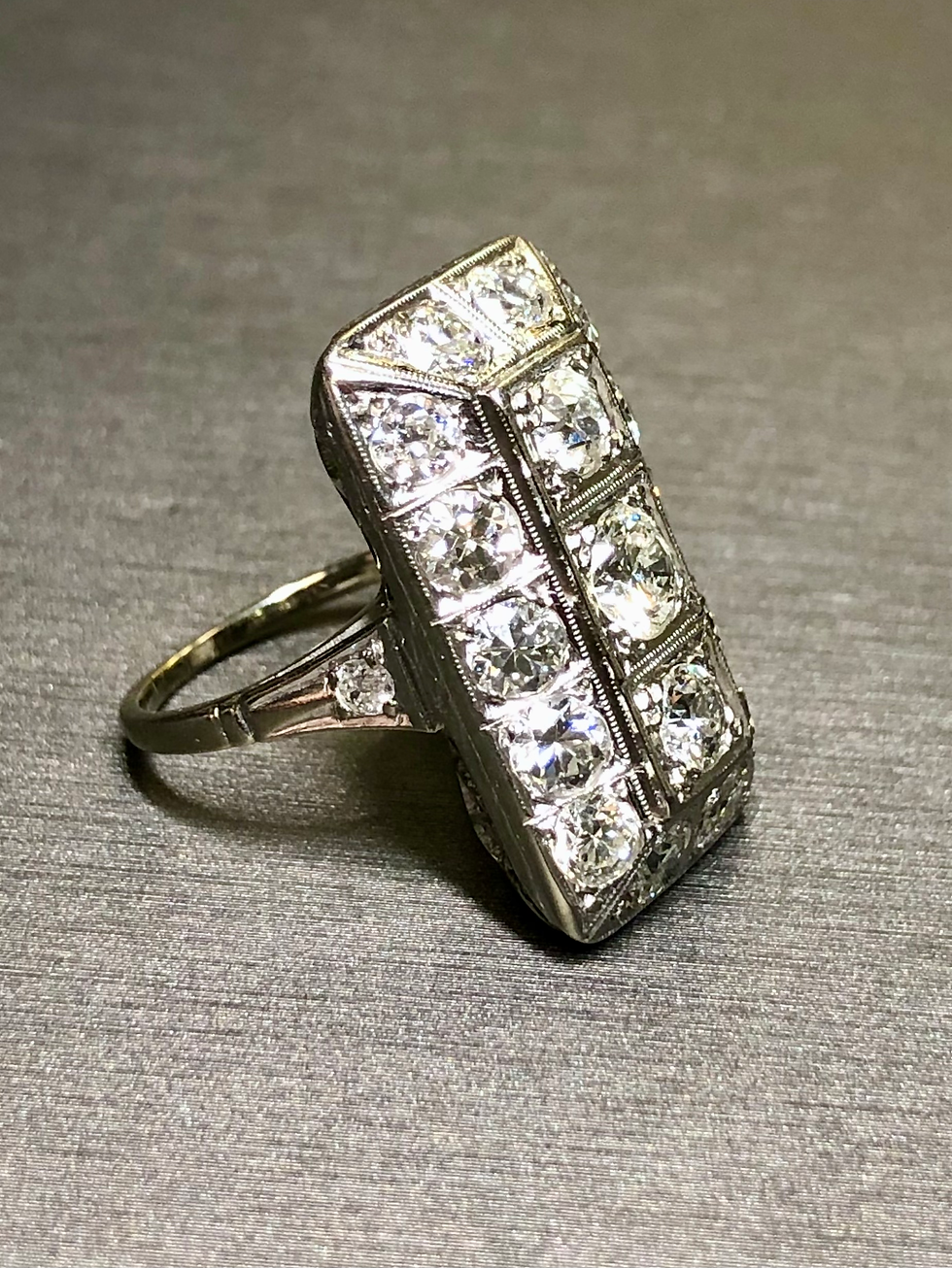 Thumbnail: Antique Art Deco 14K North South Old European Cut Diamond Ring 3.80cttw Sz5