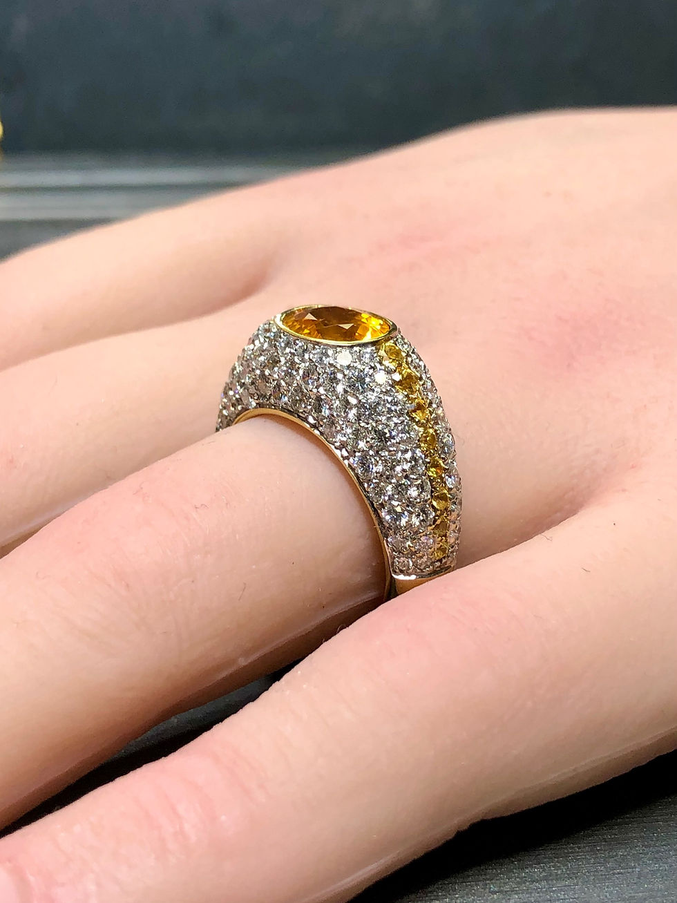 Thumbnail: Estate VALENTE 18K Diamond Yellow Sapphire Cocktail Ring 6.82cttw Sz 7.5