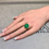 Thumbnail: Estate Platinum Cabochon Emerald Baguette Diamond 3 Stone Cocktail Ring 11.83ctw