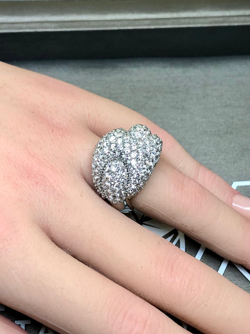 Thumbnail: Estate PIPPO PEREZ 18K Pave Diamond Buckle Italian Cocktail Ring 6.96cttw G Vs