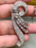 Thumbnail: Vintage Retro Modernist Platinum Diamond Spray Plume Pendant Necklace 9ctw