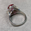 Thumbnail: Estate Platinum Oval Ruby Baguette Marqusie Diamond Ballerina Cocktail Ring GIA 